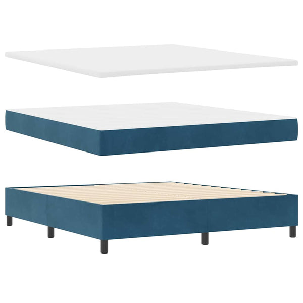 vidaXL Lit boxspring avec matelas bleu foncé 200 x 180 cm Velours
