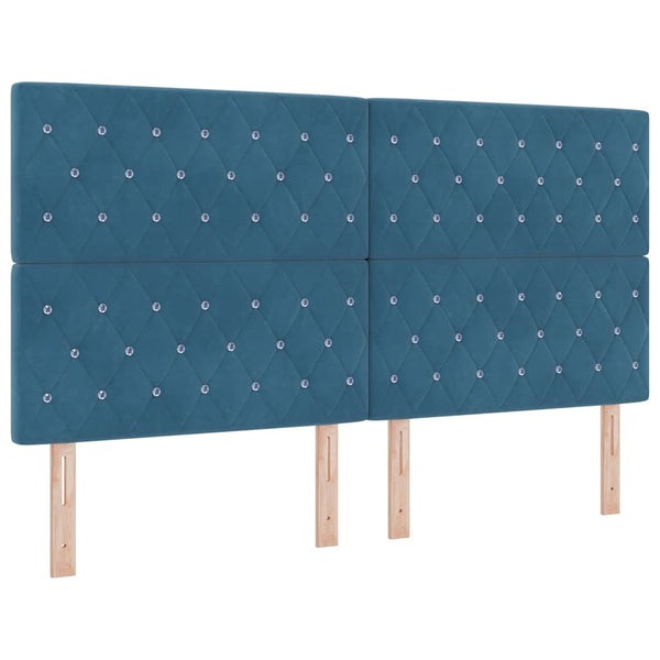 vidaXL Lit boxspring avec matelas bleu foncé 200 x 180 cm Velours