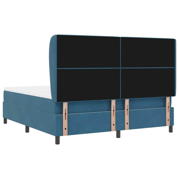 vidaXL Lit boxspring avec matelas bleu foncé 200 x 180 cm Velours