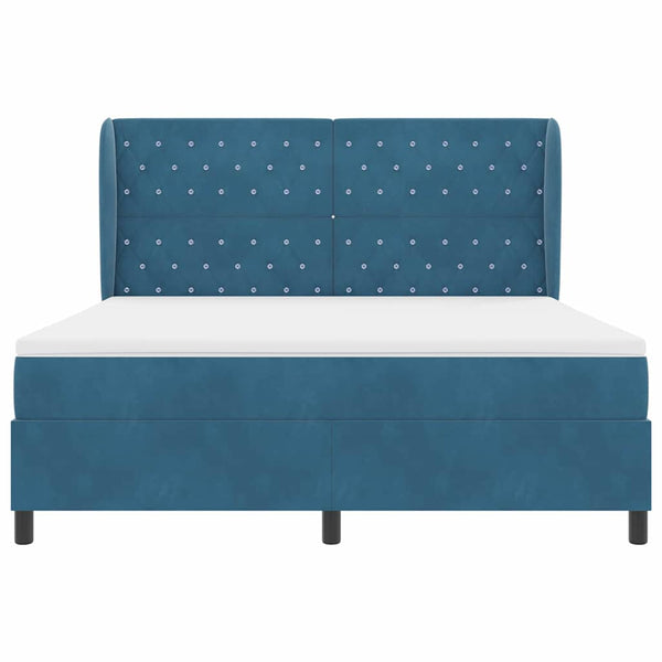 vidaXL Lit boxspring avec matelas bleu foncé 200 x 180 cm Velours