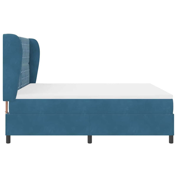 vidaXL Lit boxspring avec matelas bleu foncé 200 x 180 cm Velours