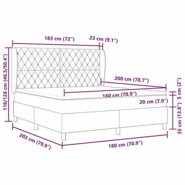 vidaXL Lit boxspring avec matelas bleu foncé 200 x 180 cm Velours