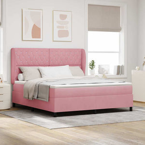 Boxspringbett Rosa Samt 200x180 cm mit Matratze