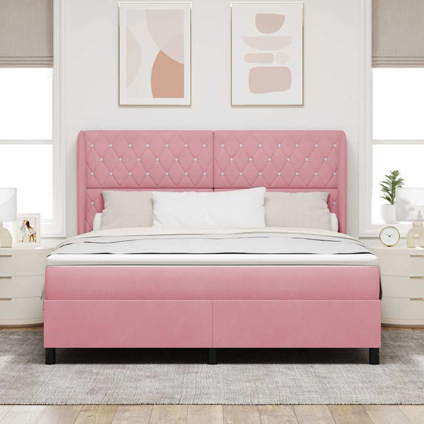 Boxspringbett Rosa Samt 200x180 cm mit Matratze