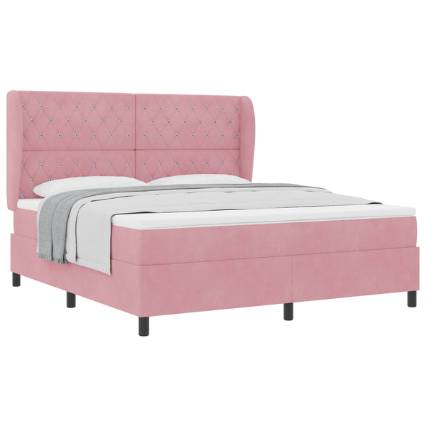 Boxspringbett Rosa Samt 200x180 cm mit Matratze