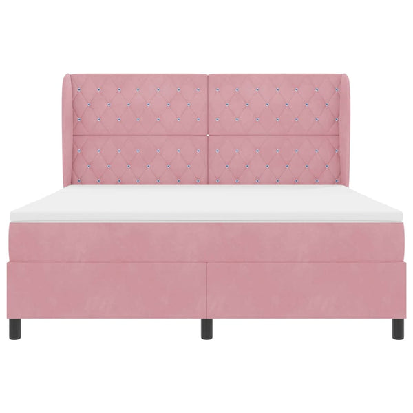 Boxspringbett Rosa Samt 200x180 cm mit Matratze