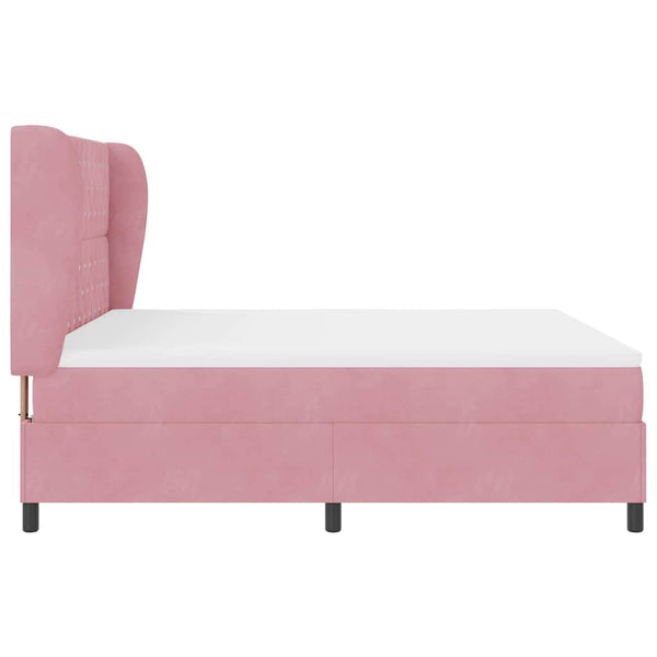 Boxspringbett Rosa Samt 200x180 cm mit Matratze