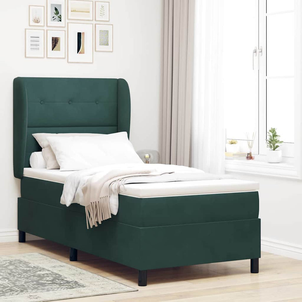 vidaXL Lit coffre avec matelas vert foncé 200 x 80 cm velours