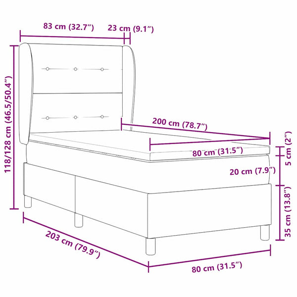 Boxspringbett Dunkelblau 200x80 cm Samt