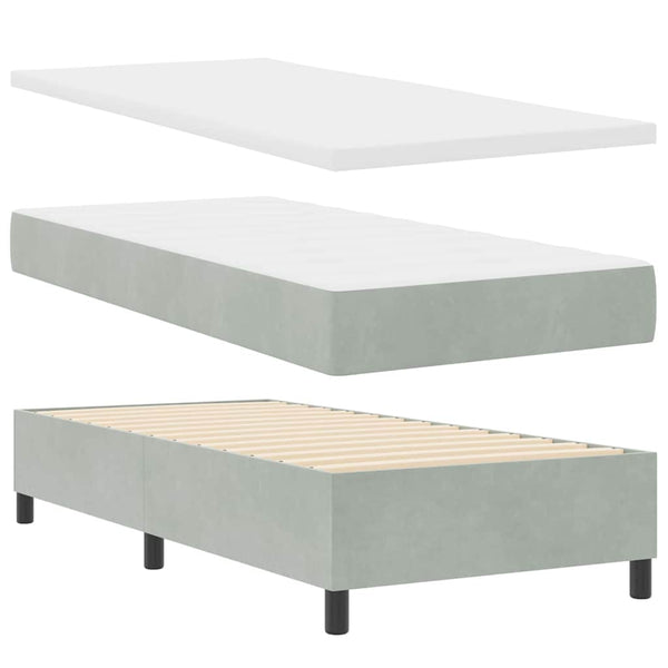 Boxspringbett Hellgrau Samt 190x90 cm mit Matratze