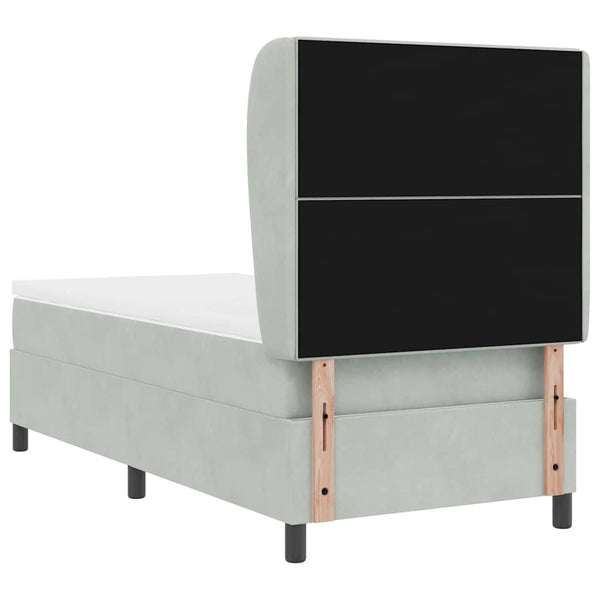 Boxspringbett Hellgrau Samt 190x90 cm mit Matratze