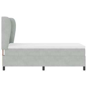 Boxspringbett Hellgrau Samt 190x90 cm mit Matratze