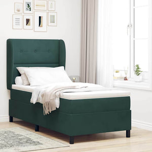 vidaXL Lit coffre avec matelas Vert foncé 190 x 90 cm Velours