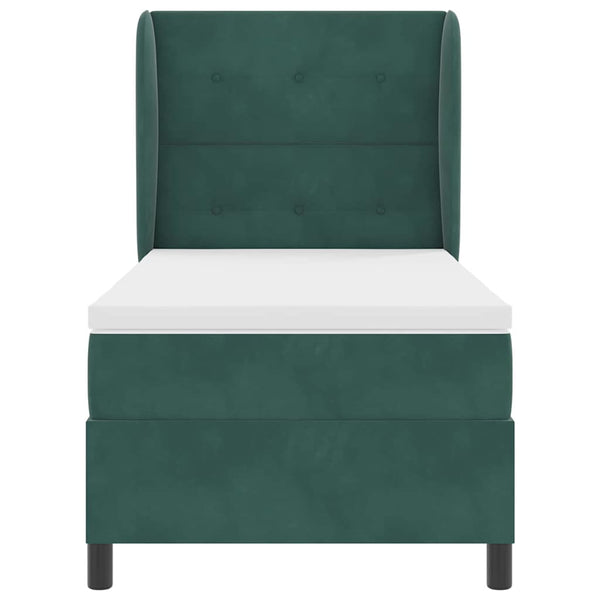 vidaXL Lit coffre avec matelas Vert foncé 190 x 90 cm Velours