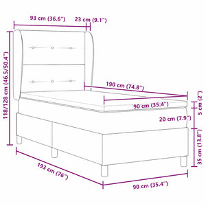vidaXL Lit coffre avec matelas Vert foncé 190 x 90 cm Velours