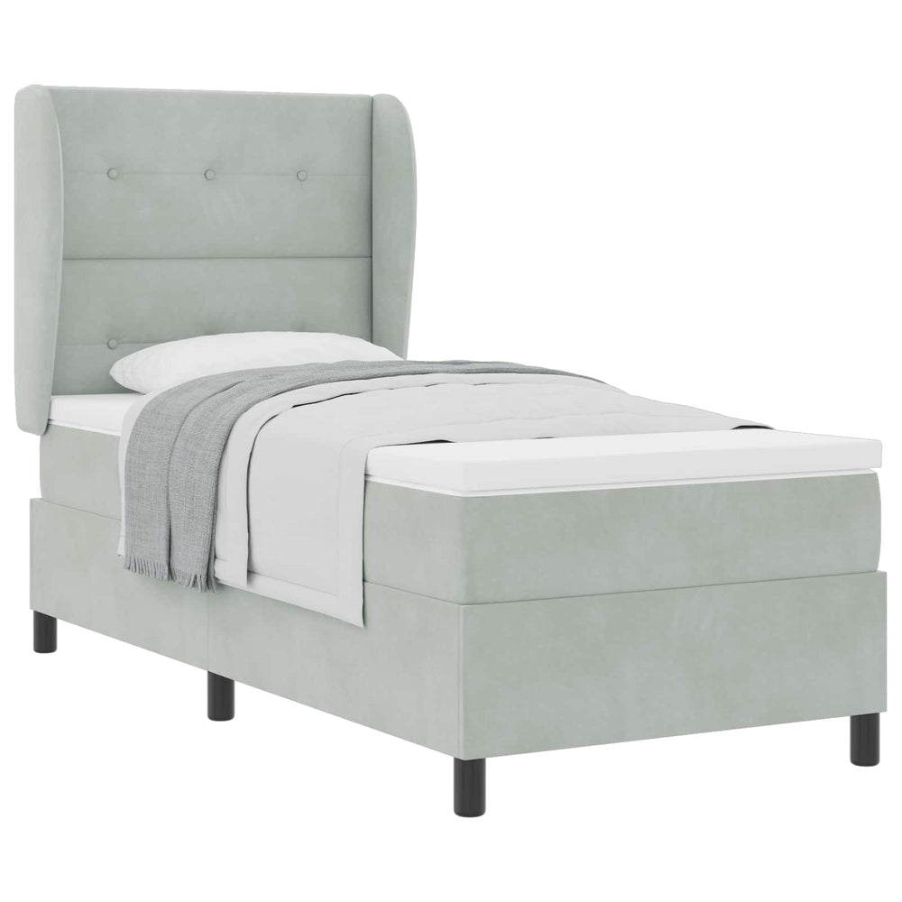 vidaXL Lit coffre avec matelas Gris clair 200 x 90 cm Velours