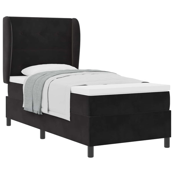 Boxspringbett mit Matratze Schwarz 200x90 cm Samt