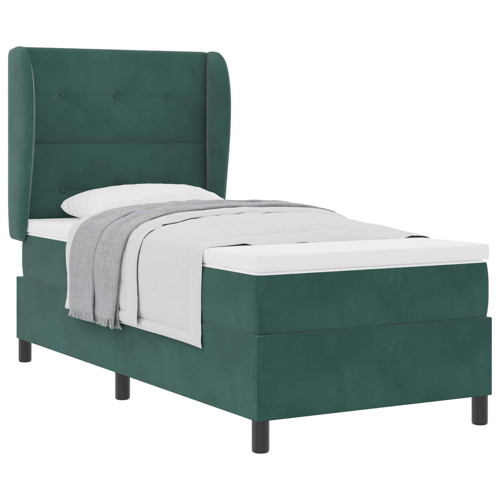 vidaXL Lit tapissier avec matelas Vert foncé 200 x 90 cm Velours