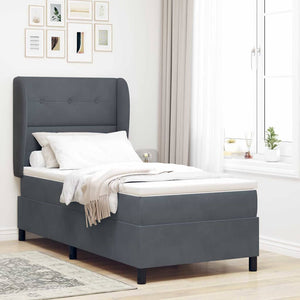 vidaXL Lit coffre avec matelas Gris foncé 200 x 100 cm Velours