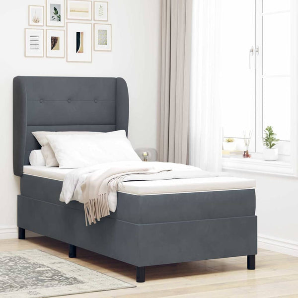vidaXL Lit coffre avec matelas Gris foncé 200 x 100 cm Velours