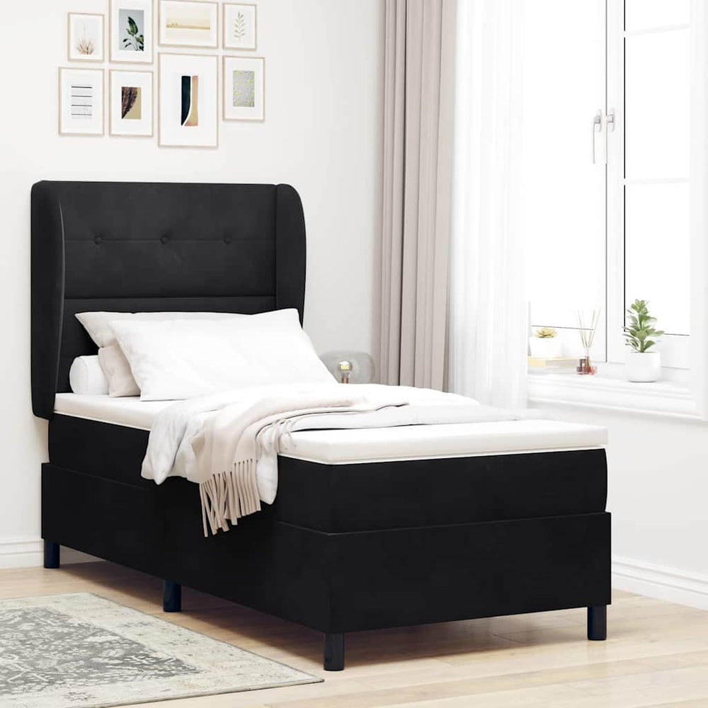 vidaXL Lit tapissier avec matelas velours noir 200 x 100 cm