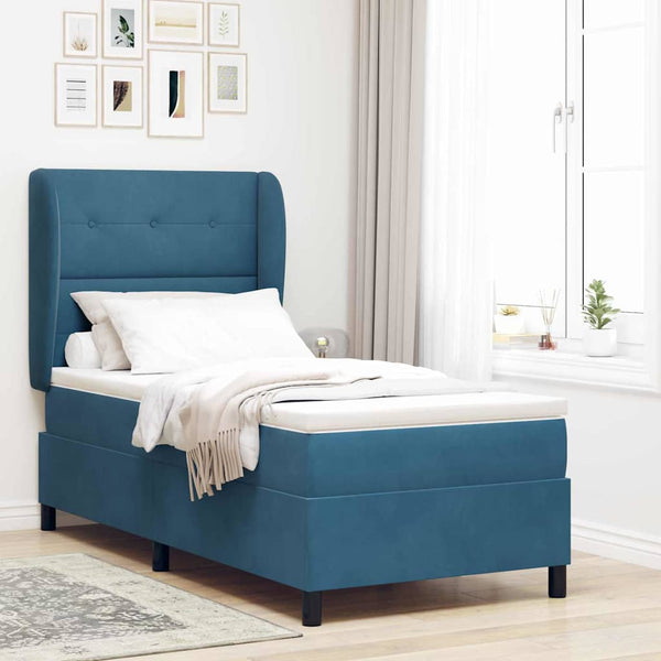 vidaXL Lit coffre avec matelas Bleu foncé 200 x 100 cm Velours