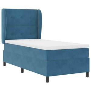 vidaXL Lit coffre avec matelas Bleu foncé 200 x 100 cm Velours