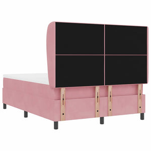 Rosa Samt Boxspringbett 190x140 cm mit Matratze
