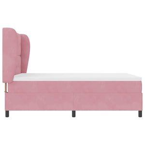 Rosa Samt Boxspringbett 190x140 cm mit Matratze
