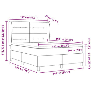 Rosa Samt Boxspringbett 190x140 cm mit Matratze