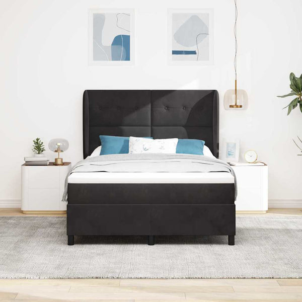 Boxspringbett mit Matratze Schwarz 200x140 cm Samt