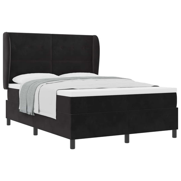 Boxspringbett mit Matratze Schwarz 200x140 cm Samt