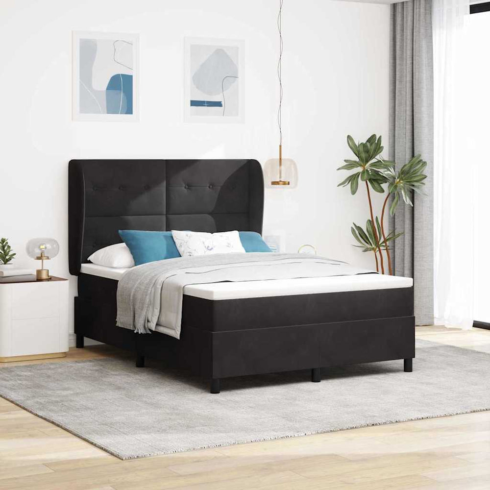 vidaXL Box Spring Bed with Mattress Black 200 x 160 cm Velvet