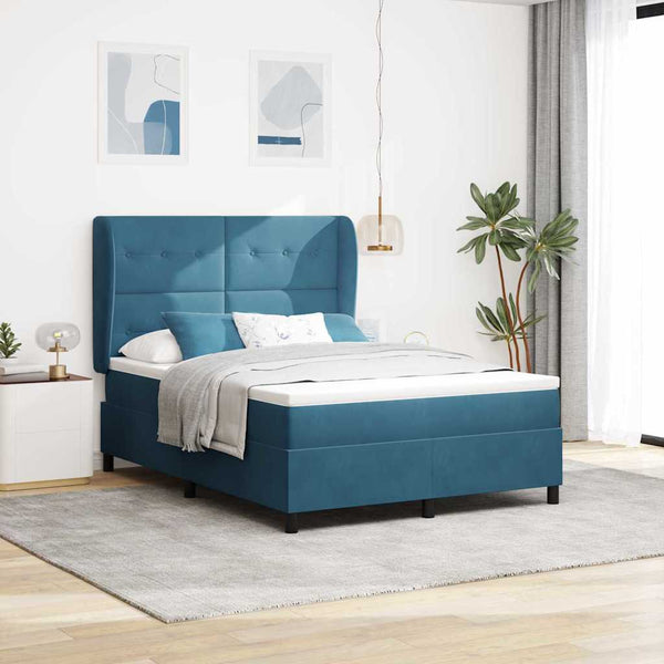Boxspringbett mit Matratze Dunkelblau Samt 160x200 cm