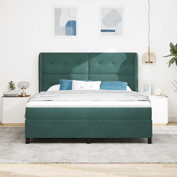 vidaXL Lit continental avec matelas Vert foncé 200 x 180 cm Velours