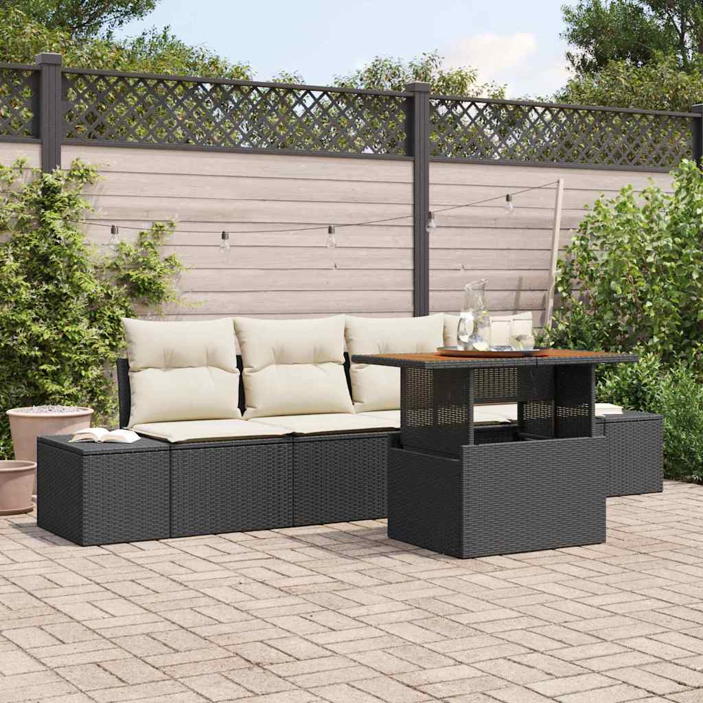 Garten Essgruppe Schwarz Creme 5-teilig