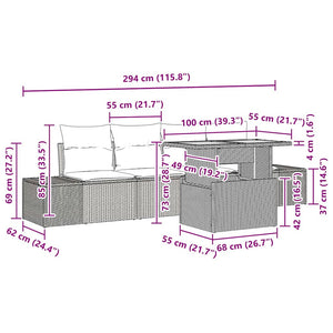 Garten Essgruppe Schwarz Creme 5-teilig