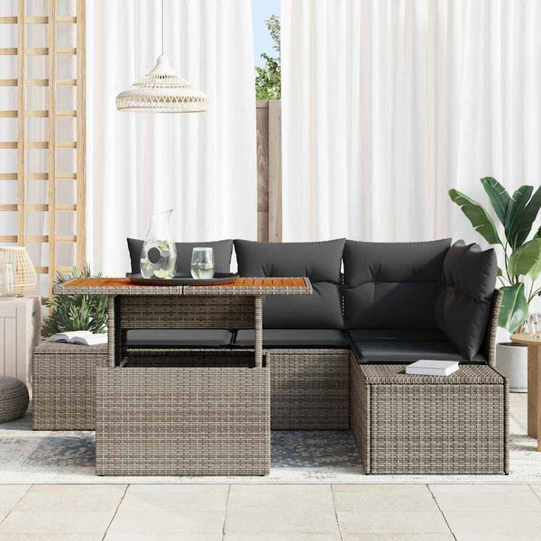 Garten Sofa Set Grau Braun 5-teilig