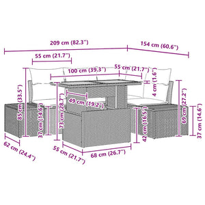 Garten Sofa Set Grau Braun 5-teilig
