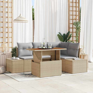 Garten Sofa Set Beige & Grau 5-teilig