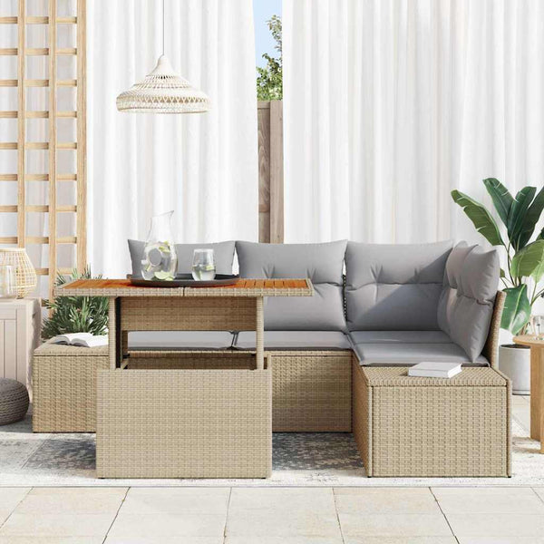 Garten Sofa Set Beige & Grau 5-teilig