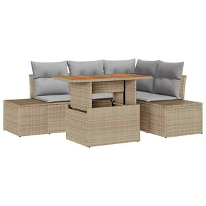 Garten Sofa Set Beige & Grau 5-teilig