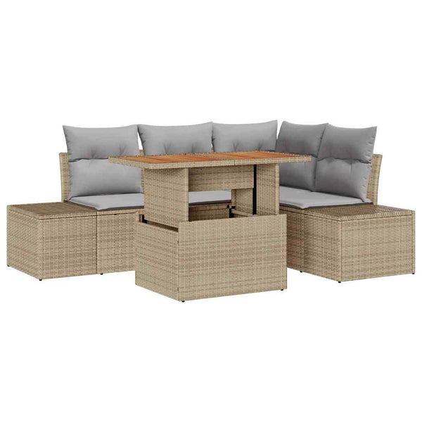 Garten Sofa Set Beige & Grau 5-teilig