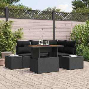 Garten Sofa Set Poly Rattan Schwarz Braun 5-teilig