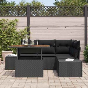 Garten Sofa Set Poly Rattan Schwarz Braun 5-teilig