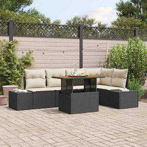 Garten Essgruppe Schwarz Creme 6-teilig