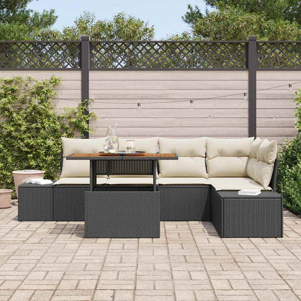 Garten Essgruppe Schwarz Creme 6-teilig
