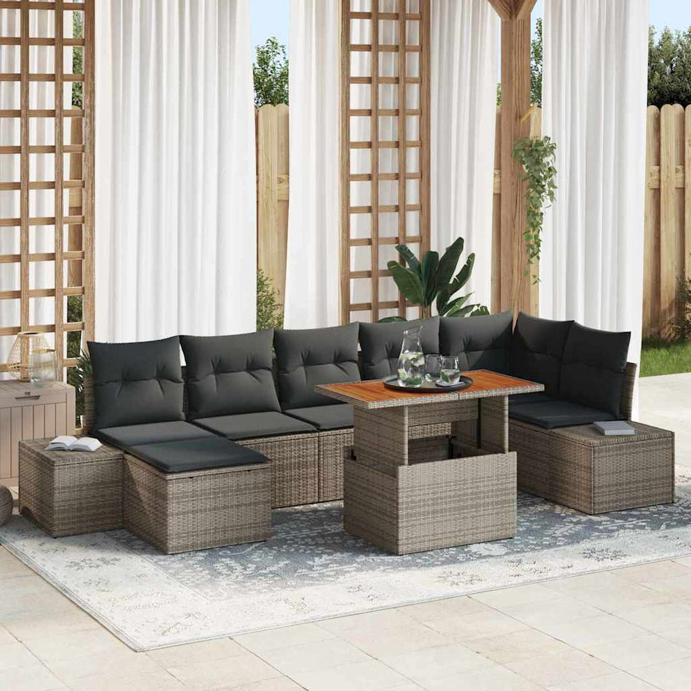 Garten Sofa Set Grau-Braun mit Kissen