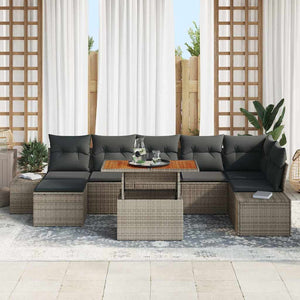 Garten Sofa Set Grau-Braun mit Kissen