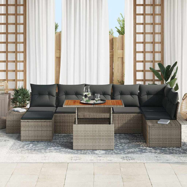 Garten Sofa Set Grau-Braun mit Kissen